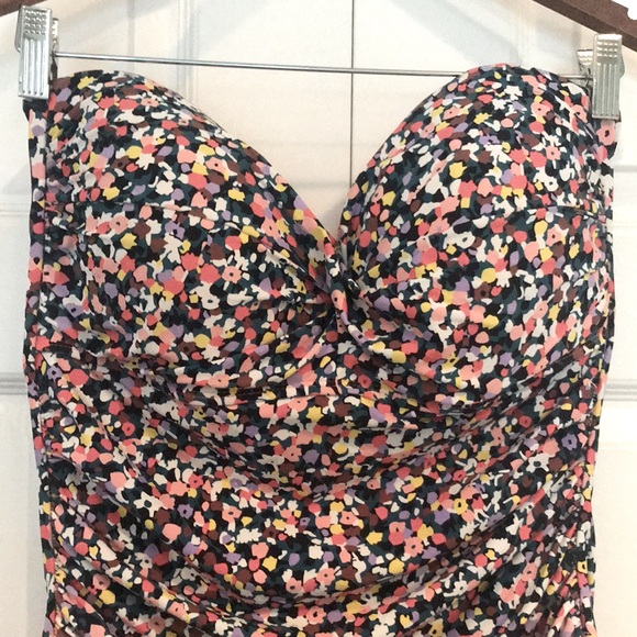 Anne Cole Multi Twist Shirred Bandeau One Piece Swimsuit Size 16 - Picture 4 of 8